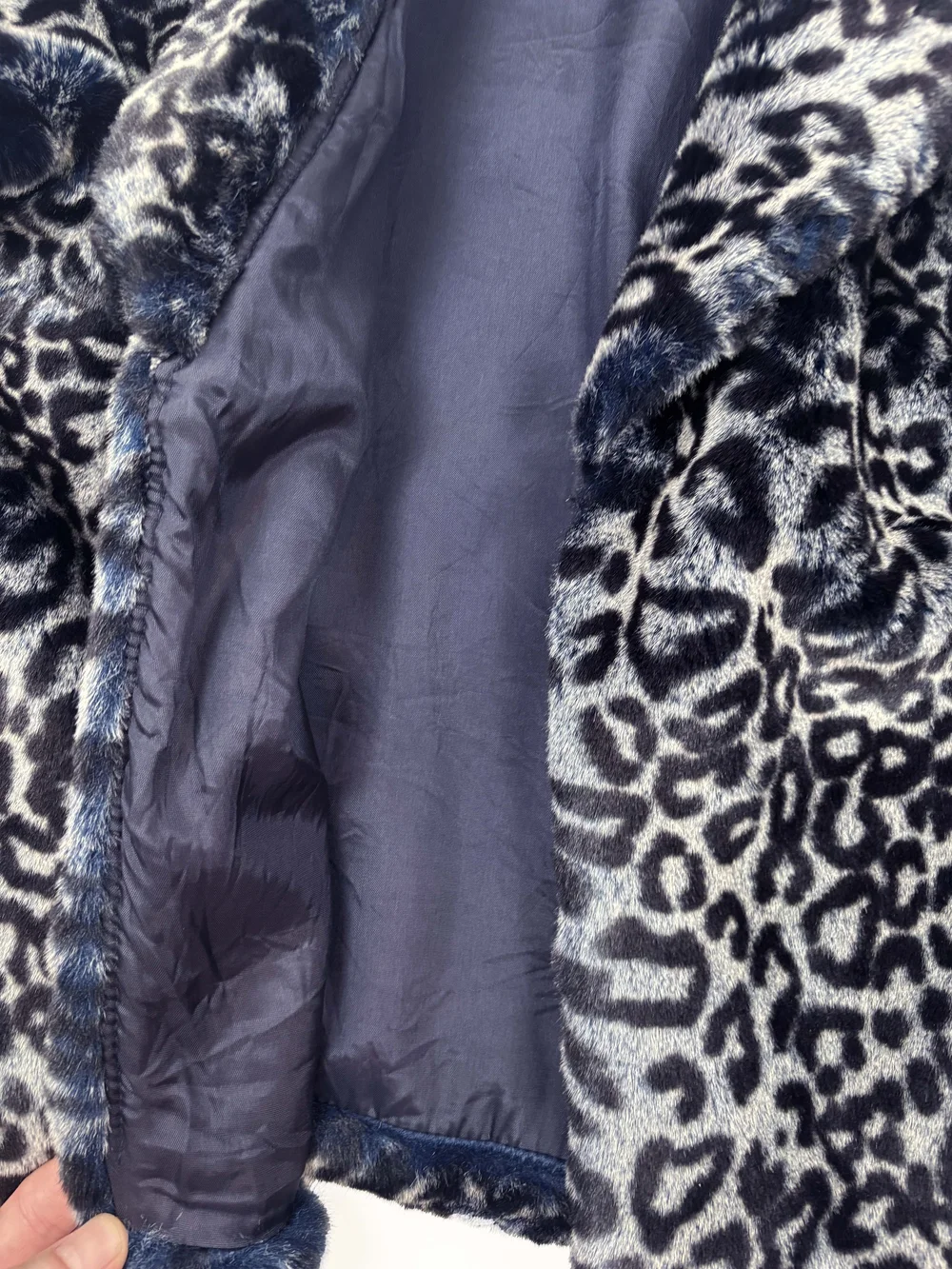 Anna Sui blue leopard furry jacket — JAMES VELORIA